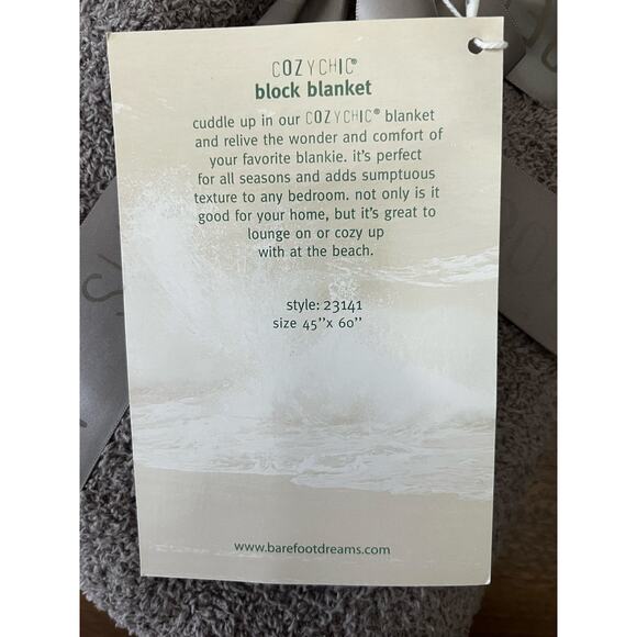 Barefoot Dreams CozyChic Block Throw Blanket 45x60 Gray Taupe NWT - Picture 3 of 4